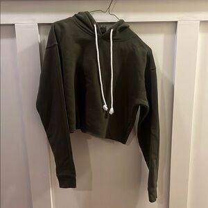 Women's Olive Green Cropped Hoodie